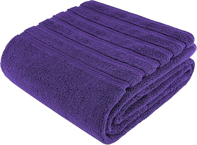 American Soft Linen 35x70 Jumbo Large Bath Towel, 600 GSM 100% Cotton Turkish Bath Sheet, Oversized Luxury Bath Towel for Bathroom Beach and Pool, Purple