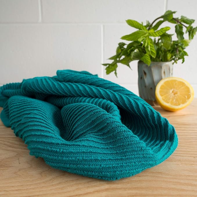 Now Designs Ripple Kitchen Towel, Set of 2, Peacock Green