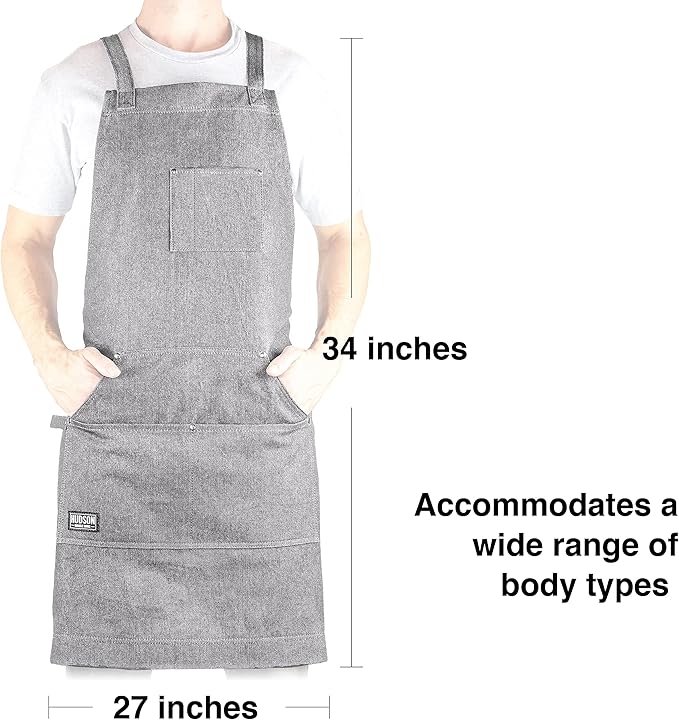 Hudson Durable Goods - Professional Grade Chef Apron for Kitchen, BBQ & Grill