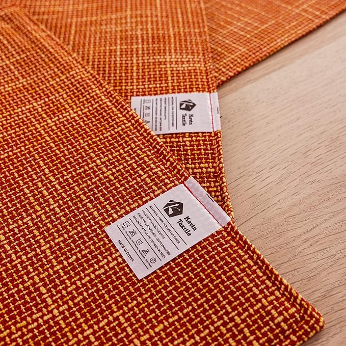 Kevin Textile Burlap Linen Placemats Set of 6 Heat Resistant Dining Table Place Mats Washable Kitchen Table Mats for Dinning Party Holiday Indoor Outdoor, 13 x19 inches, Orange