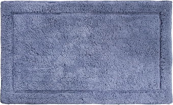 voyzz home Luxurious 100% Cotton Bathroom Rug Mats - Featuring Ultra-Soft Plushness, Non-Slip Design, Thickness, and Washability. Enhancing Home Decor, Bath Mat Measuring 20"x32" Plain Blue.…