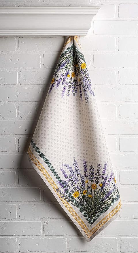 Maison d' Hermine Kitchen Towels Set of 3 100% Cotton 27.50" x 20" Reusable Cloth Tea Dish Towels Absorbent with Hanging Loop for Kitchen Gifts for Mothers Day Spring/Summer (Fanny Lavender)