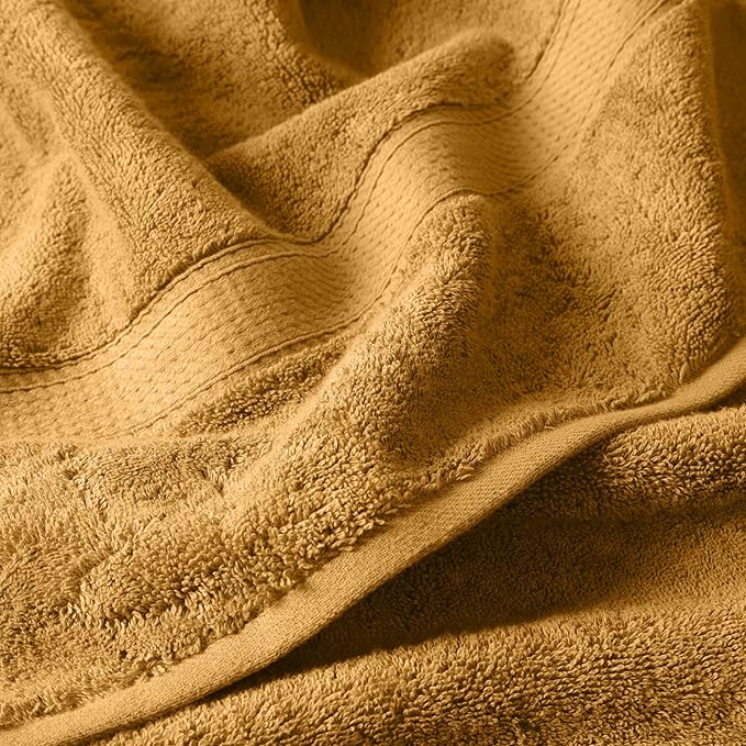 Superior Egyptian Cotton Pile 3-Piece Towel Set, Includes 1 Bath, 1 Hand, 1 Face Towel/Washcloth, Heavyweight, Ultra Soft Luxury Towels, Thick Plush Essentials, Guest Bath, Spa, Hotel Bathroom, Gold