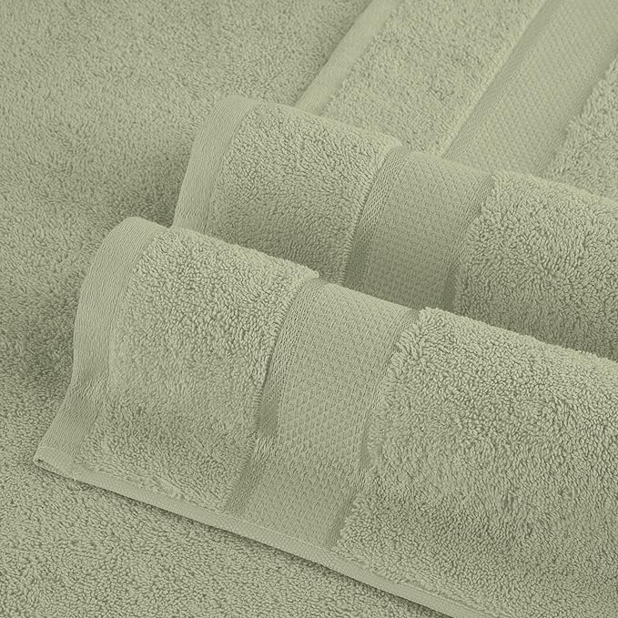 Elegant Comfort Premium Cotton 8-Piece Towel Set, Includes 4 Washcloths, 2 Hand Towels and 2 Bath Towels, 100% Turkish Cotton - Highly Absorbent and Super Soft Towels for Bathroom, Mint Green