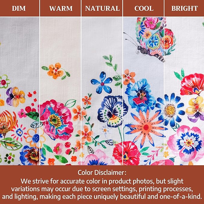 Maison d' Hermine Placemats Set of 4 100% Cotton Washable Cloth Place Mats Reusable Table Mats for Kitchen Dining Party Gifts for Mothers Day Spring/Summer(Happy Florals - High Summer, 13" x 19")