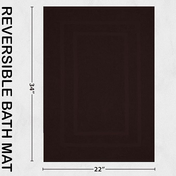 GOLD TEXTILES Premium Chocolate Brown Bath Mat - 2 Pack 22x34 Inches - Not a Bathroom Rug - 100% Ring Spun Cotton - Highly Absorbent & Non Slip Shower Bathroom Floor Mat Towel - Machine Washable