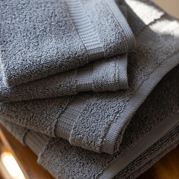 SALBAKOS 100% Turkish Cotton Towel Set of 6 Piece Gray | Premium Quality Hotel & Spa Collection 2 Washcloth, 2 Hand, 2 Bath Towel Sets for Bathroom | Made in Turkey (Gray, 6 Piece Towel Set)