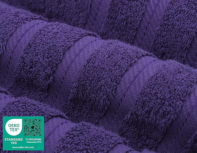 American Soft Linen Luxury 4 Piece Bath Towel Set, 600 GSM 100% Cotton Turkish Bath Towels for Bathroom, 27x54 in Extra Large Bathroom Shower Towels, Purple