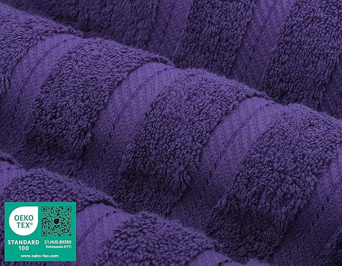 American Soft Linen Luxury Hand Towels for Bathroom, 600 GSM Heawy Weight 16x28 Size 100% Cotton Turkish 4 Piece Hand Face Towel Set, Purple Hand Towels