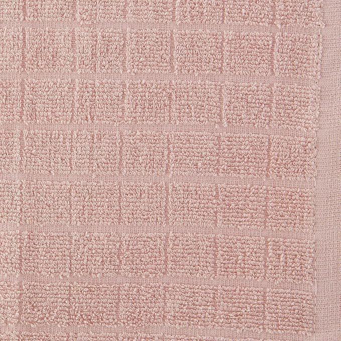 DII Basic Terry Collection Solid Windowpane Dishcloth Set, 12x12, Pale Mauve, 6 Count