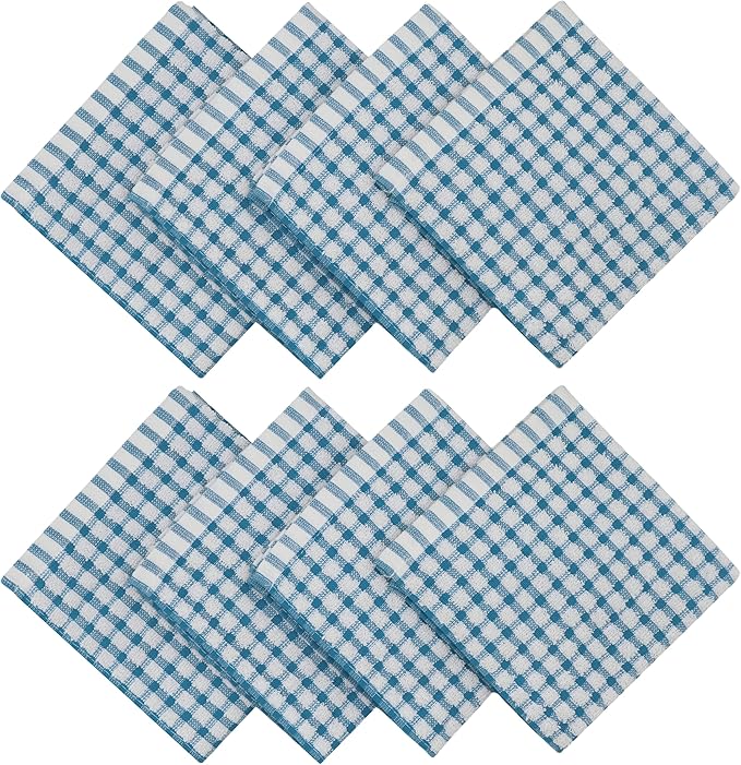 Cotton Cleaning Rags Terry Dish Cloths for Washing Dishes, Set of 8 Dish Rags for Cleaning, Light and Soft Dish Towels for Kitchen Drying Dishes, 11.8 Inch x 11.8 Inch (Teal)