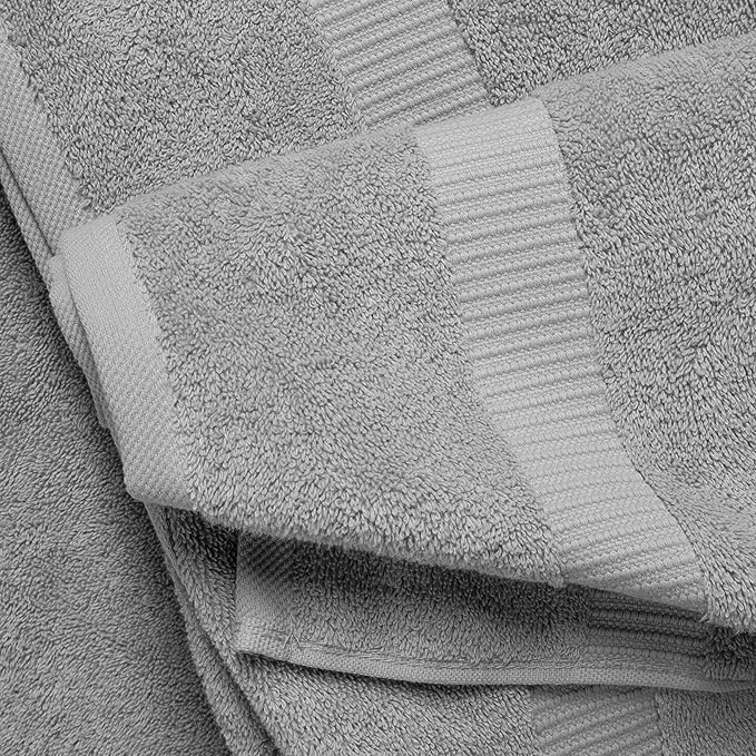 SALBAKOS 100% Turkish Cotton 6-Piece Towel Set | Premium Quality Hotel & Spa Collection | Soft, Super Absorbent 2 Washcloth, 2 Hand, 2 Bath Towel Sets | Made in Turkey (Silver, 6 Piece Towel Set)