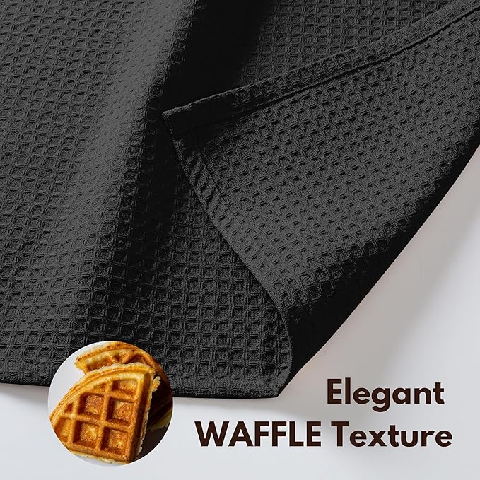 Native Fab Cotton Kitchen Towel & Dishcloths Set - 8 Pieces, Ultra Absorbent, Washable, Quick Drying, Durable Towels for Cooking, Cleaning, Baking - Ideal for Home, Restaurants, Cafes - Black