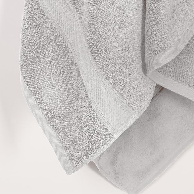 Superior Solid Egyptian Cotton Bath Towel Set, 30" x 55", Silver, 2-Pieces