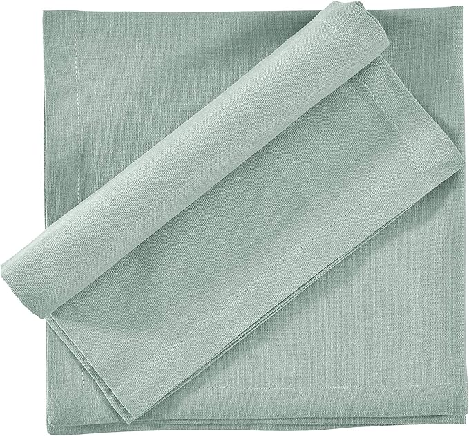 FINGERCRAFT Dinner Cloth Napkin Cotton Linen Blend 12 Pack Natural Premium Quality Mitred Corner for Every Day Use Pre Shrunk and Good Absorbency 18x18 in Easter Color Aqua