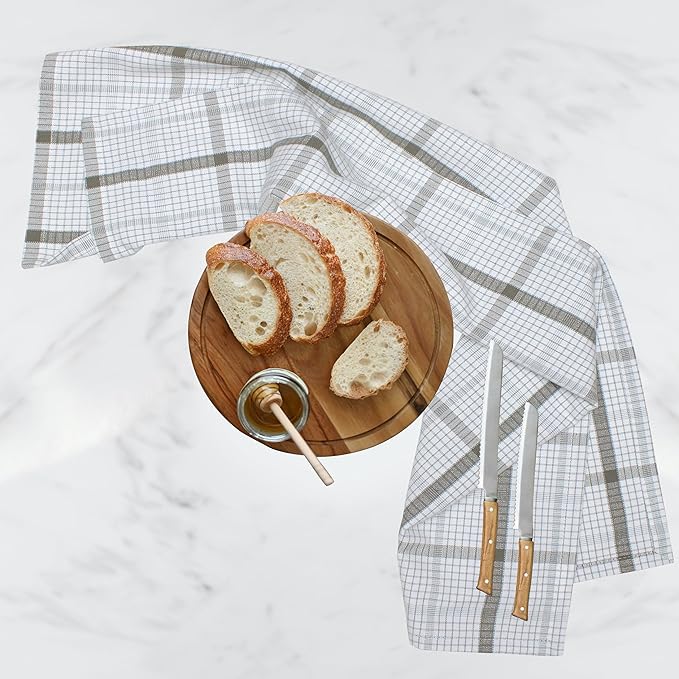Urban Villa Kitchen Towels 100% Cotton Dish Towels for Kitchen (Set of 6) 20”x30” Dish Cloths Absorbent Kitchen Linen Set with Hanging Loop Perfect for Drying Dishes Cleaning – Tiny Check