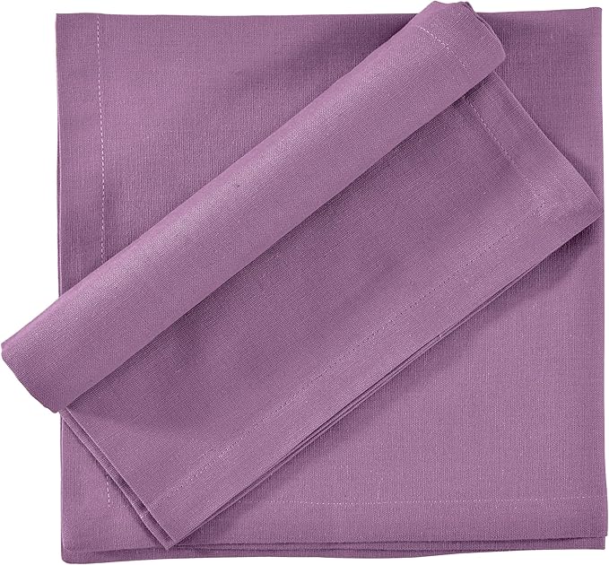 FINGERCRAFT Dinner Cloth Napkins, Cotton Linen Blend Mitered Corner Napkins Cloth 4 Pack Natural Premium Quality for Every Day Use, Parties, Easter, Thanksgiving, Weddings, 18x18 inch Lilac