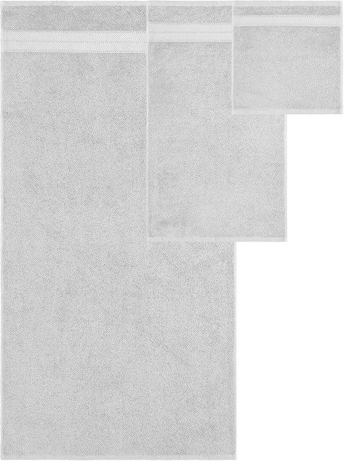 Modern Threads - Spun Loft 6-Piece 100% Combed Cotton Towel Set - Bath Towels, Hand Towels, & Washcloths - Super Absorbent & Quick Dry - 600 GSM - Soft & Plush, Gray