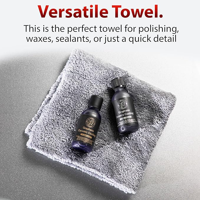 Adam's Borderless Grey Microfiber Towel (1pk) - Premium Ultra Soft Car Detailng Towel Cloths, 480gsm - Safe for Car Wash, Home Cleaning & Pet Drying Cloths (16 Inch x 16 Inch)