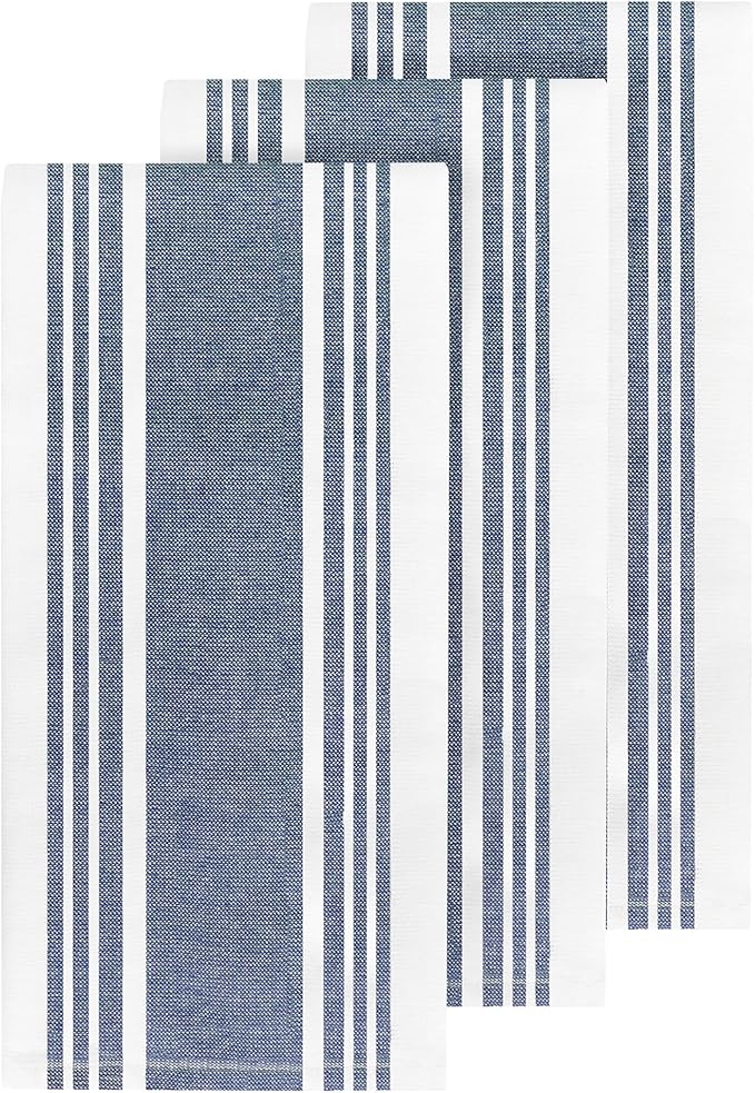 All-Clad Dual-Purpose Kitchen Towels: Highly Absorbent, Super Soft Long Lasting - 100% Cotton, 17"x30" Dish Towels for Cleaning & Drying Dishes, Pans, Glassware, or Countertops, (3-Pack), Indigo