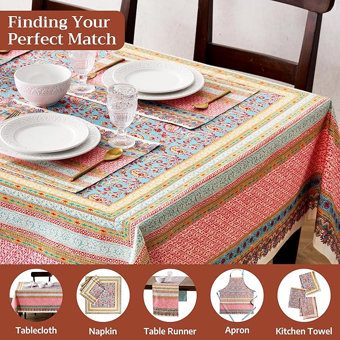 Maison d' Hermine Placemat 100% Combed Cotton Premium Cloth Placemats 13"x19" Decorative Washable Place Mats for Home, Kitchen, Dining, Cocktail Parties & Camping - Lauris (Set of 4)