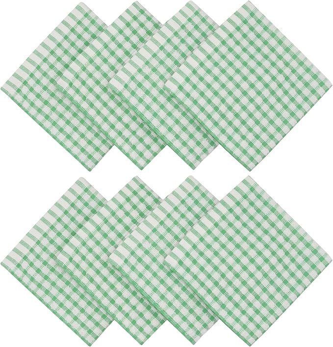 Cotton Cleaning Rags Terry Dish Cloths for Washing Dishes, Set of 8 Dish Rags for Cleaning, Light and Soft Dish Towels for Kitchen Drying Dishes, 11.8 Inch x 11.8 Inch (Green)