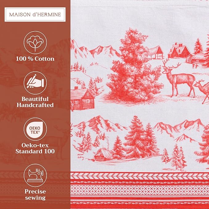 Maison d' Hermine Placemats Set of 4 100% Cotton Washable Cloth Place Mats, Reusable Table Mats for Kitchen Dining Decoration, Party, Wedding, Restaurant Spring/Summer (Basse Cour, 13" x 19")