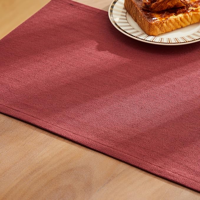 ZeeMart Rustic Cotton Linen Table Runner, 13x72 Inches Burgundy, Farmhouse Style Red Table Runners 72 Inches Long, Washable Kitchen Dining Table Decoration for Home Party Decor