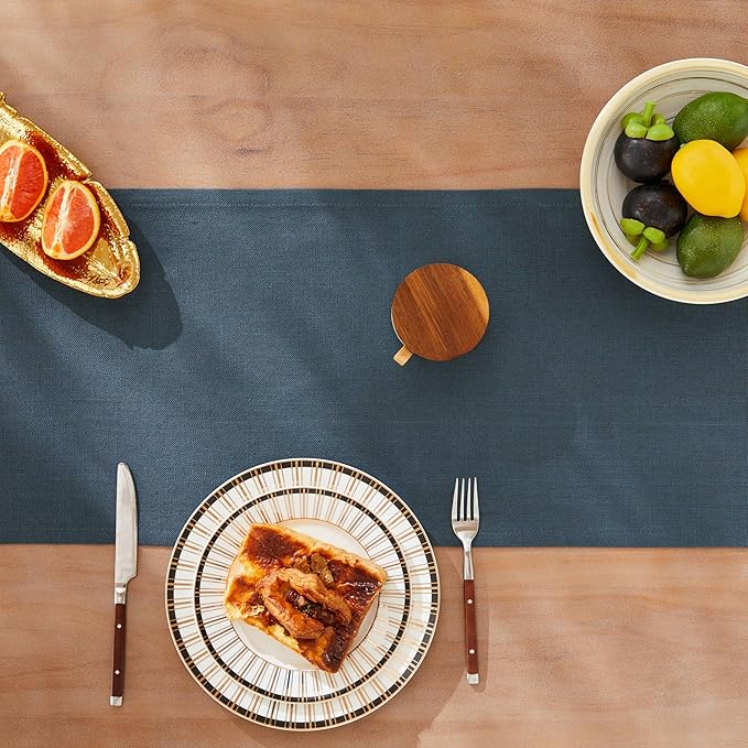 ZeeMart Rustic Cotton Linen Table Runner, 13x72 Inches Navy, Farmhouse Style Navy Blue Table Runners 72 Inches Long, Washable Kitchen Dining Table Decoration for Home Party Decor