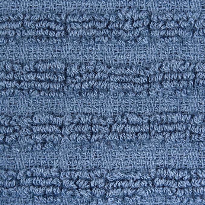 Ritz Royale Collection 100% Combed Terry Cotton, Highly Absorbent, Kitchen Towel Set, 13-3/4" x 12", 4-Pack, Solid & Checked, Federal Blue