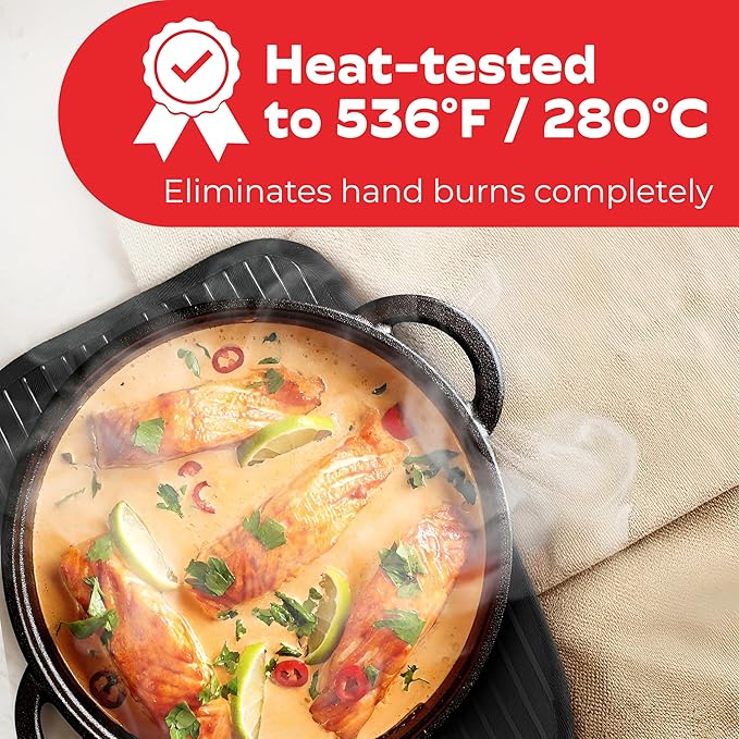 Big Red House - Silicone Pot Holders - Set of 2 Black - 10 x 6.75 - Heat Resistant to 536 F / 280 C Kitchen Protectors Hot Pans Baking Professional Grade Cooking Mitts