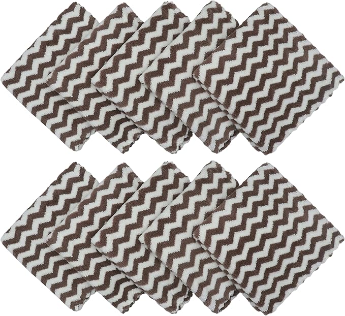 Microfiber Cleaning Cloth Lint Free Cleaning Rags, 10 Pack Fast Drying Dish Rags for Cleaning, Super Absorbent Kitchen Dish Cloths for Wash Dishes,12 in x 12 in (Brown)