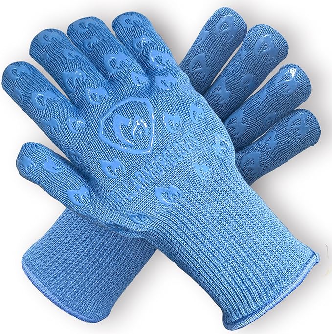Grill Armor Oven Gloves with Fingers – Extra Long Cuff, 932°F Heat, Fire & Cut Resistant Mitts for BBQ, Grill, Cooking, Grilling, Baking & Smoker