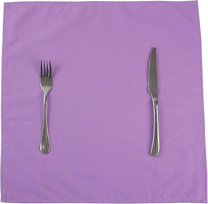 Solid Color Cotton Blended Dinner Cloth Napkins - Set of 12 (17 x 17 inches) - for Wedding Parties Events & Home Use (Lavender)