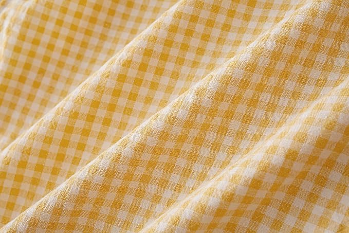 Vintage Gingham Apron for Women, Ruffle Straps, 2 Pockets, Soft Cotton, Apron Dress Style for Cooking & Baking
