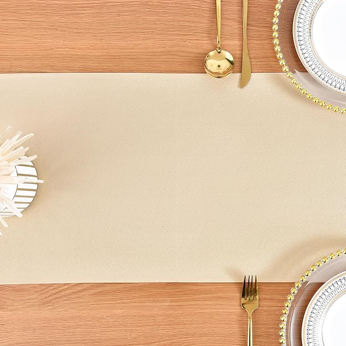 Farmhouse Beige Table Runner Dining Table Runners 72 Inches Long Coffee Table Runner for Dresser Living Room Bedroom Holiday Party Banquet 12X72 Inch