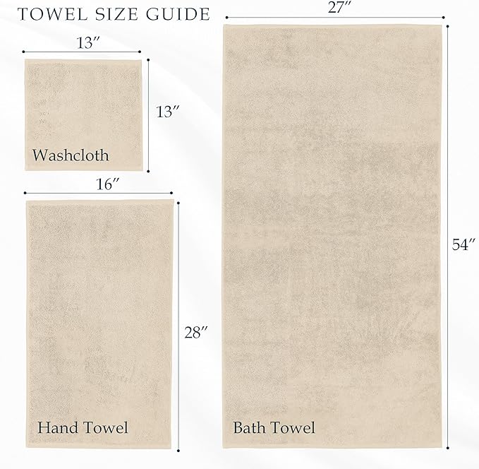Mocassi Luxury 100% Turkish Cotton 2-Pack Bath Towel Set- Ultra Soft, Quick Dry Highly Absorbent 27 x 54 inch Premium Spa Hotel Quality 2PC Bath Towels - Luxurious Soft Bathroom Towels, Ivory