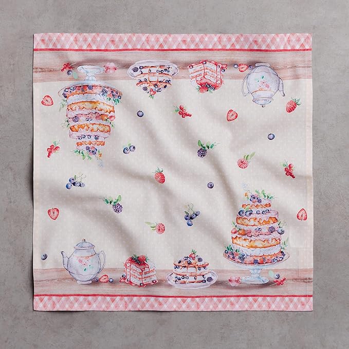 Maison d' Hermine Cloth Napkins Set of 4 100% Cotton Everyday Reusable Square Napkins Cloth Washable Dinner Wedding Restaurant Gifts for Mothers Day Spring/Summer (Icing on the Cake, 18" x 18")