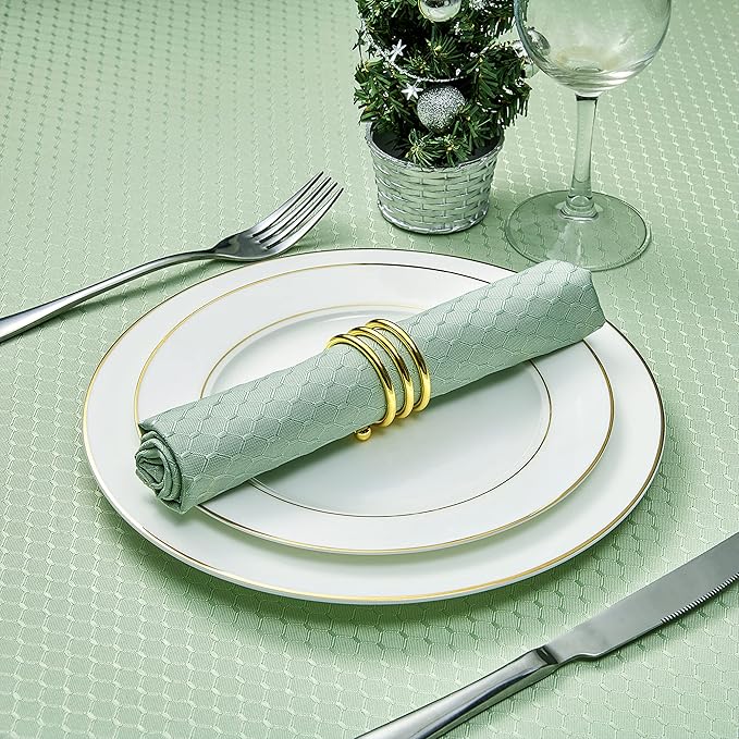 Cloth Napkins Set of 8 – Square 17x17 Inch Jacquard Fabric Polyester Washable Reusable Cloth Napkins for Kitchen Dinner Dining Restaurants Wedding Party Banquet (Sage Green)