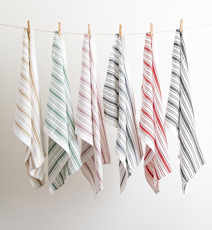 Kitchen Towels Set – Pack of 3 (20’’ x 30’’) Extra Large Premium Cotton Dish Towels for Kitchen – Basket Weave Towels – Absorbent – 100% Cotton – with Hanging Loop – Olive