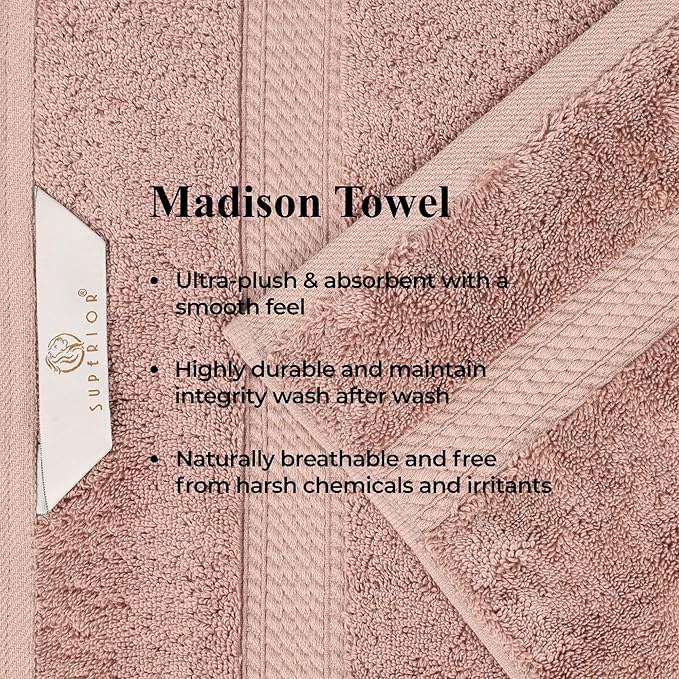 Superior Egyptian Cotton Pile 9-Piece Towel Set, 3 Bath, 3 Hand, 3 Face Towel/Washcloth, Heavyweight, Ultra Soft Luxury Towels, Thick Plush Essentials, Guest Bath, Spa, Hotel Bathroom, Muted Mauve