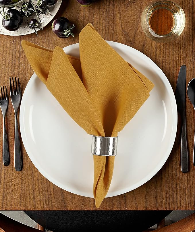 NATURALCRAFT Cloth Napkins Set of 12 Cotton Linen18x18 inch Washable Easter Napkins Cloth - Soft Durable Reusable - Ideal for Hotel Hotel Farmhouse Party Wedding Everyday Use Kitchen Mustard Yellow