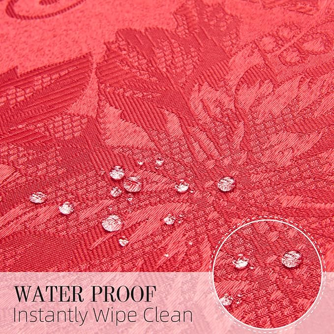 Cloth Napkins Set of 8 – Square Jacquard Floral Flowers Fabric Polyester Washable Reusable for Kitchen Dinner Dining Restaurants Wedding Party Banquet Table(Dark Red/17x17 Inch)