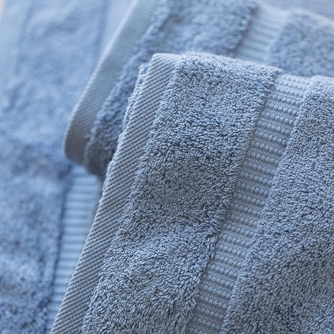 SALBAKOS 100% Turkish Cotton Hand Towels Set 6-Piece Blue 16x30 in | Luxury Premium Quality Thick Super Absorbent Turkish Hand Towel for Bathroom & Kitchen | Made in Turkey (Blue, 6 Hand Towels)