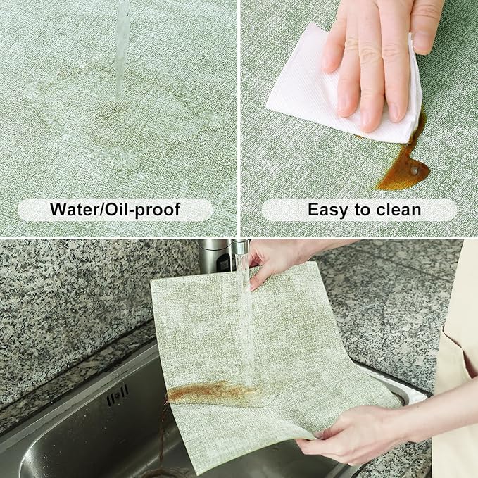 Homaxy Faux Leather Heat Resistant Placemats for Dining Table Set of 8, Waterproof Wipeable Washable PU Table Mats, Easy to Clean Anti-Slip Place Mats, 11.8" x 17", Grass Green