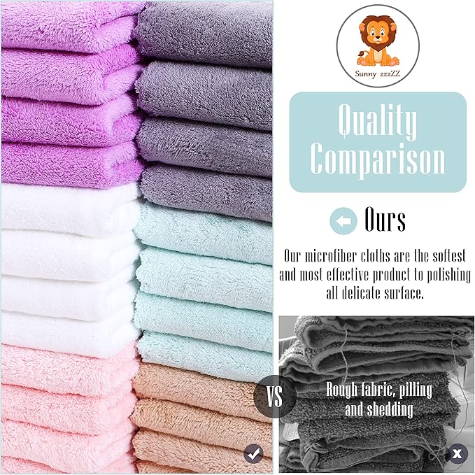 24 Pack Kitchen Dishcloths - Does Not Shed Fluff - Reusable Dish Towels, Dish cloths, Super Absorbent Coral Fleece Cleaning Cloths, Nonstick Oil Washable Fast Drying, 10 x 20 Inch (Multicolor)