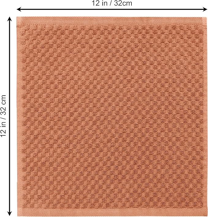 COTTON CRAFT Waffle Weave Wash Cloth - 12 Pack Luxurious Pure Ringspun Cotton Euro Spa Bathroom Face Towel - Absorbent Quick Dry Gym Shower Bath Kitchen Travel - 12x12 inches - Mocha
