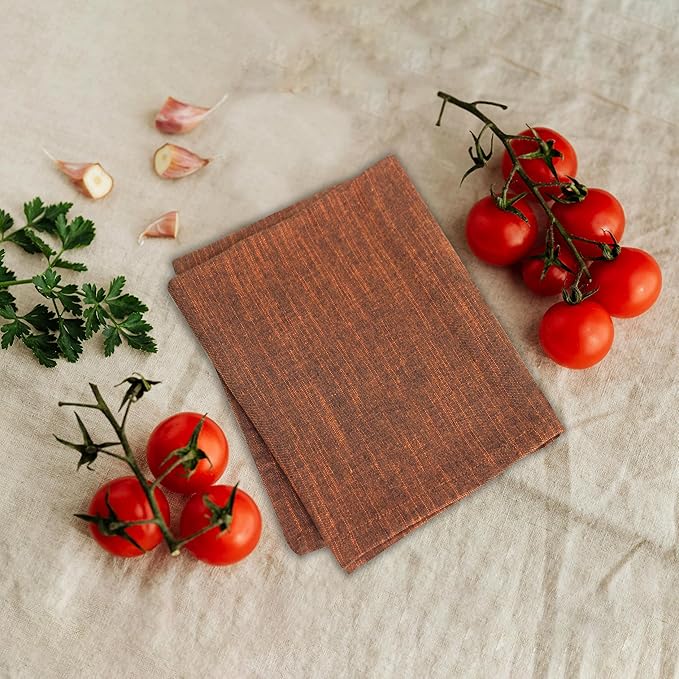 Urban Villa Kitchen Towels 100% Cotton Dish Towels for Kitchen(Set of 8)20”x30” Dish Cloths Absorbent Kitchen Linen Set with Hanging Loop Perfect for Drying Dishes Cleaning Hand Towels – Orange/Black