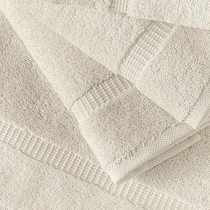 SALBAKOS 100% Turkish Cotton Hand Towel Set of 6 16x30 inch | Heirloom Quality | Hotel & Spa Collection | Ultra Soft, Super Absorbent, Long Lasting Hand Towels | Made in Turkey (Ivory, 6 Hand Towels)