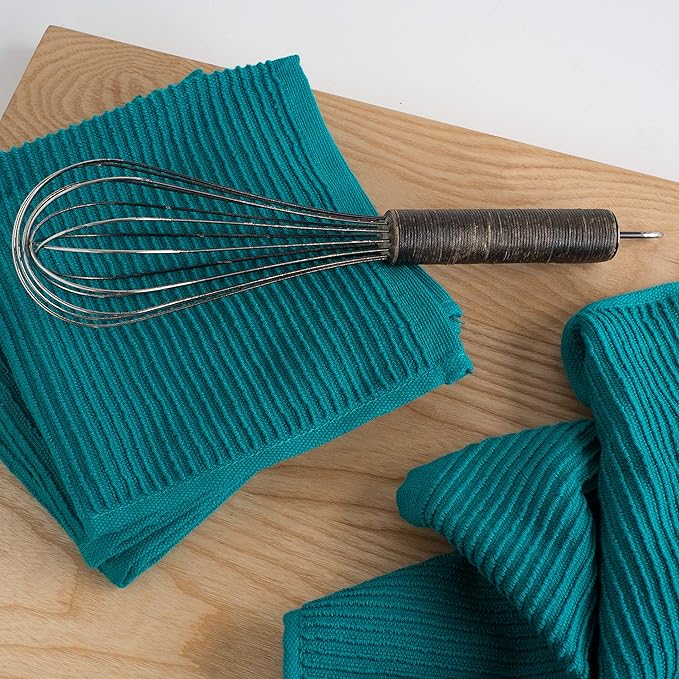 Now Designs Ripple Kitchen Dishcloth, Set of 4, Peacock Green
